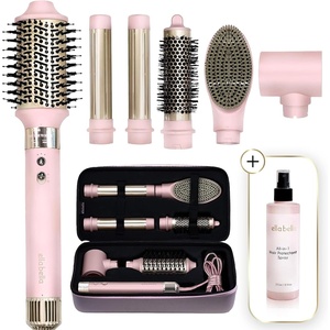 image:imageELLA BELLA 6in1 Hot Air Styler Pink amp Heat Protectant Spray  Powerful Hair Dryer Set for Fast Curling Volumizing Straightening  Includes Travel Case  UV Shield amp Nourishing Hair Care