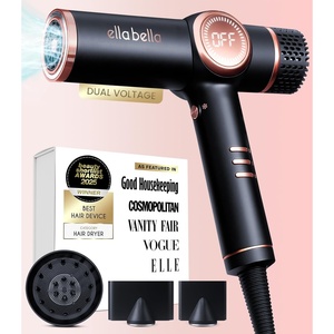image:imageELLA BELLA Ionic Hair Dryer Dual Voltage with Diffuser  Blow Dryer Quiet  Negative Ion Technology Intelligent Heat Control amp Rapid Drying Speeds Low Noise Lightweight Suitable All Hair Types