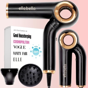 image:imageELLA BELLA Ionic Hair Dryer Foldable with Diffuser Perfect for Travel  Negative Ion Blow Dryer Intelligent Heat Control amp Rapid Drying Lightweight Low Noise TechnologyBlack