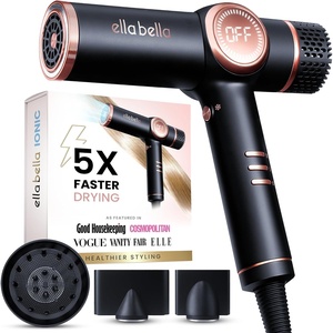 image:imageELLA BELLA Ionic Hair Dryer with Diffuser  Negative Ion Blow Dryer Quiet  ProfessionalGrade Blow Dryer Intelligent Heat Control amp Rapid Drying Lightweight Low Noise All Hair TypesBlack