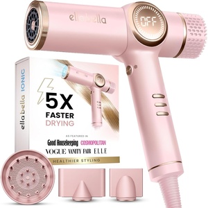image:imageELLA BELLA Ionic Hair Dryer with Diffuser  Negative Ion Blow Dryer Quiet  ProfessionalGrade Blow Dryer Intelligent Heat Control amp Rapid Drying Lightweight Low Noise All Hair TypesPink