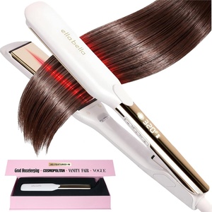 image:imageELLA BELLA Titanium Flat Iron Hair Straightener Large with Infrared  Professional Straightening Iron for Women  Digital Display for Accurate Temperature Control Good Housekeeping FeaturedWhite