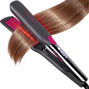image:imageELLA BELLA Titanium Flat Iron Hair Straightener Large with Infrared  Professional Straightening Iron for Women  Digital Display for Accurate Temperature Control Good Housekeeping FeaturedDark Grey  Purple