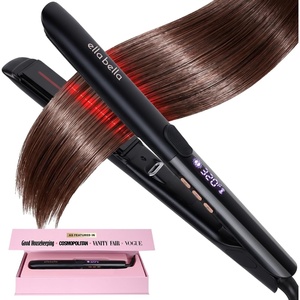image:imageELLA BELLA Titanium Flat Iron Hair Straightener Slim with Infrared  Professional Straightening Iron for Women  Digital Display for Accurate Temperature Control Good Housekeeping FeaturedBlack